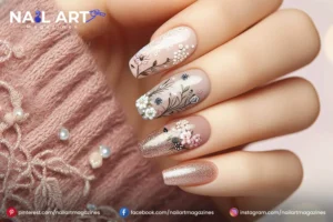Neutral Nail Design With Glitter Neutral Nail Design With Glitter